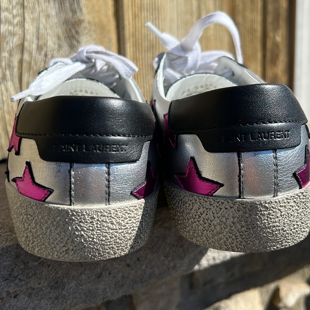 Saint Laurent Metallic Star Court Sneakers Size 39 - Picture 9 of 11